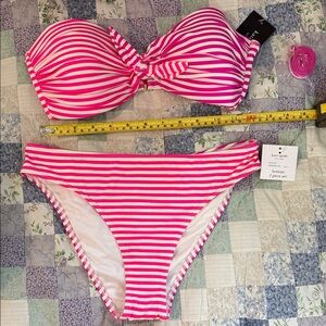 NWT Kate Spade ♠️ Radiant Pink and White Striped Bikini SET